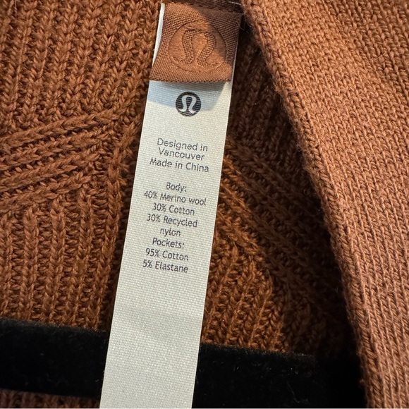 Lululemon Merino Wool-Blend Ribbed Open Front Sweater Cardigan Pockets 6 - Picture 4 of 5